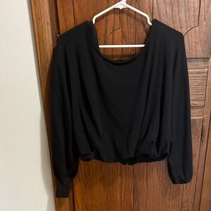 Aerie off the shoulder black cropped sweatshirt
